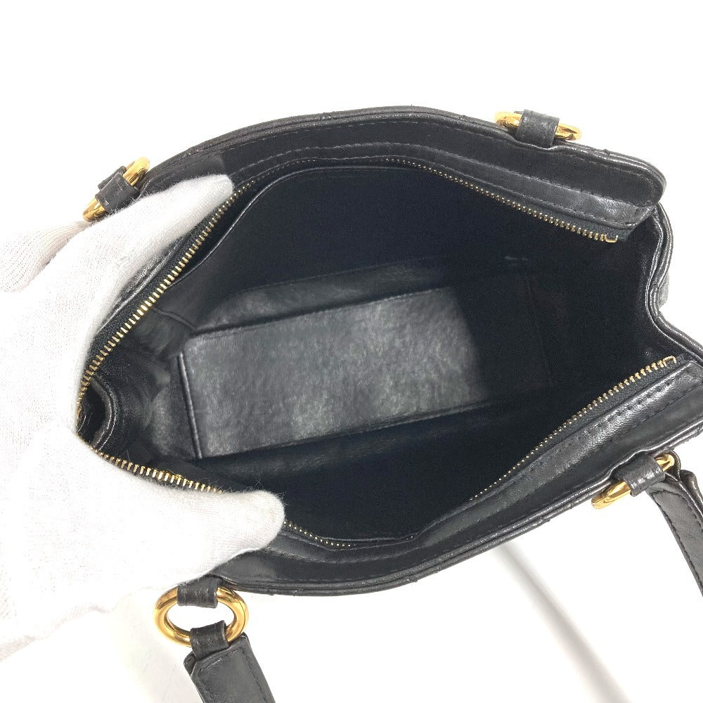 CHANEL ヴィンテージ ロゴ マトラッセ キルティング カバン トートバッグ ショルダーバッグ 肩掛け ハンドバッグ レザー ユニセックス ブラック