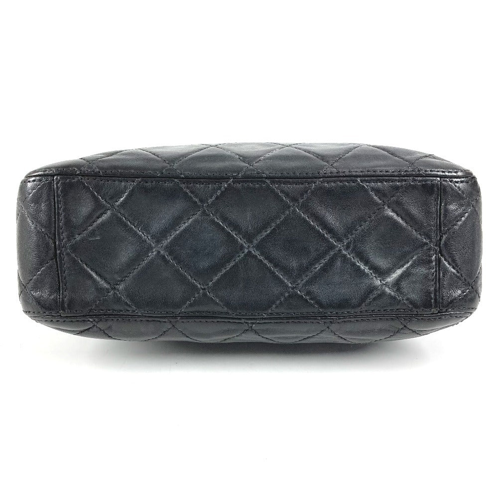 CHANEL ヴィンテージ ロゴ マトラッセ キルティング カバン トートバッグ ショルダーバッグ 肩掛け ハンドバッグ レザー ユニセックス ブラック