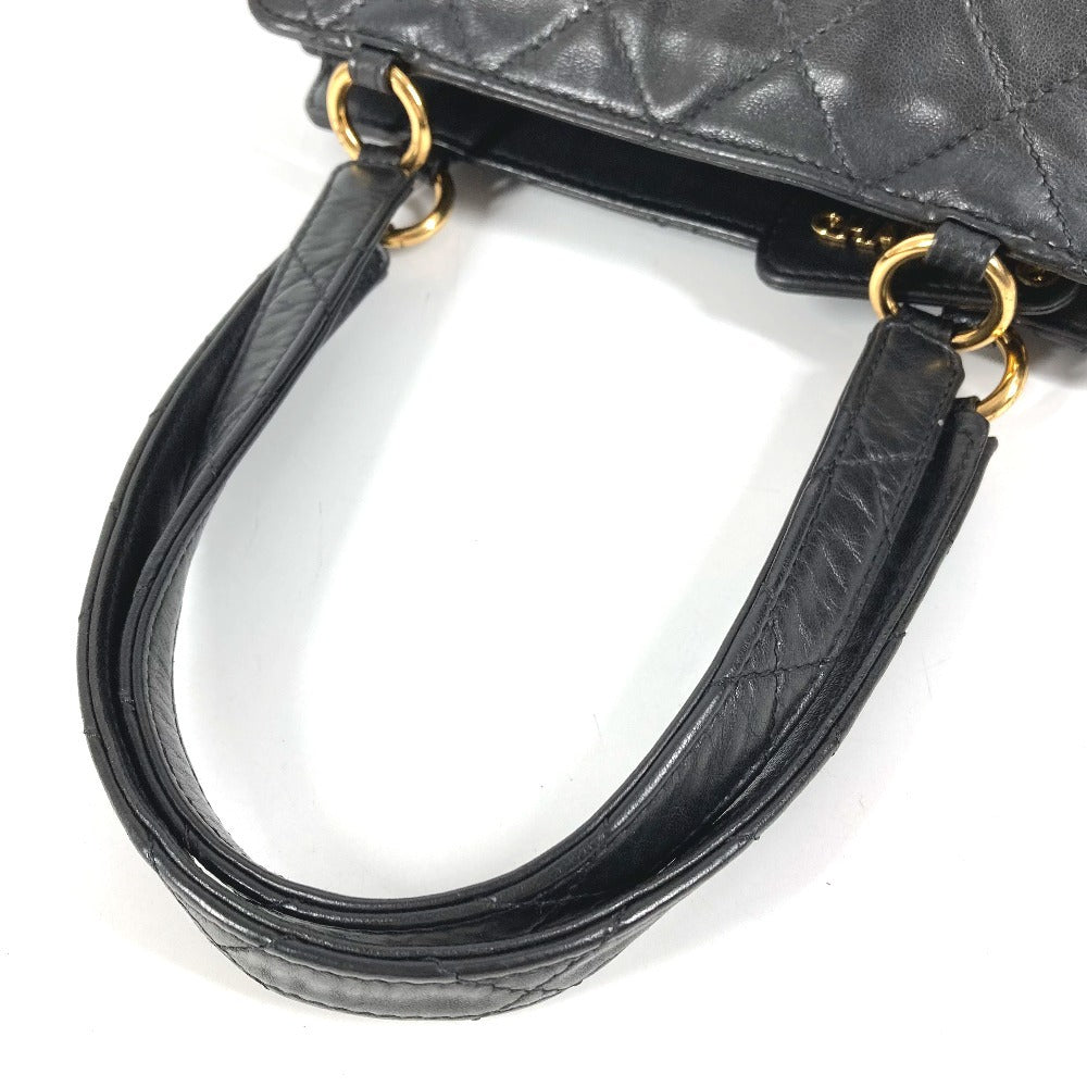 CHANEL ヴィンテージ ロゴ マトラッセ キルティング カバン トートバッグ ショルダーバッグ 肩掛け ハンドバッグ レザー ユニセックス ブラック