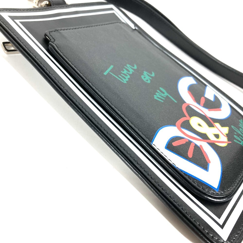 DOLCE&GABBANA Logo Multi Pouch with Strap Leather Women's Black