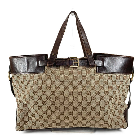 GUCCI 106251 GG ロゴ トートバッグ カバン 肩掛け ショルダーバッグ GGキャンバス/レザー ユニセックス ベージュ