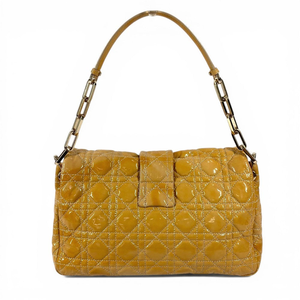 Dior Cannage Logo Chain Bag Shoulder Bag Handbag Flap Shoulder Bag Enamel Women's Beige
