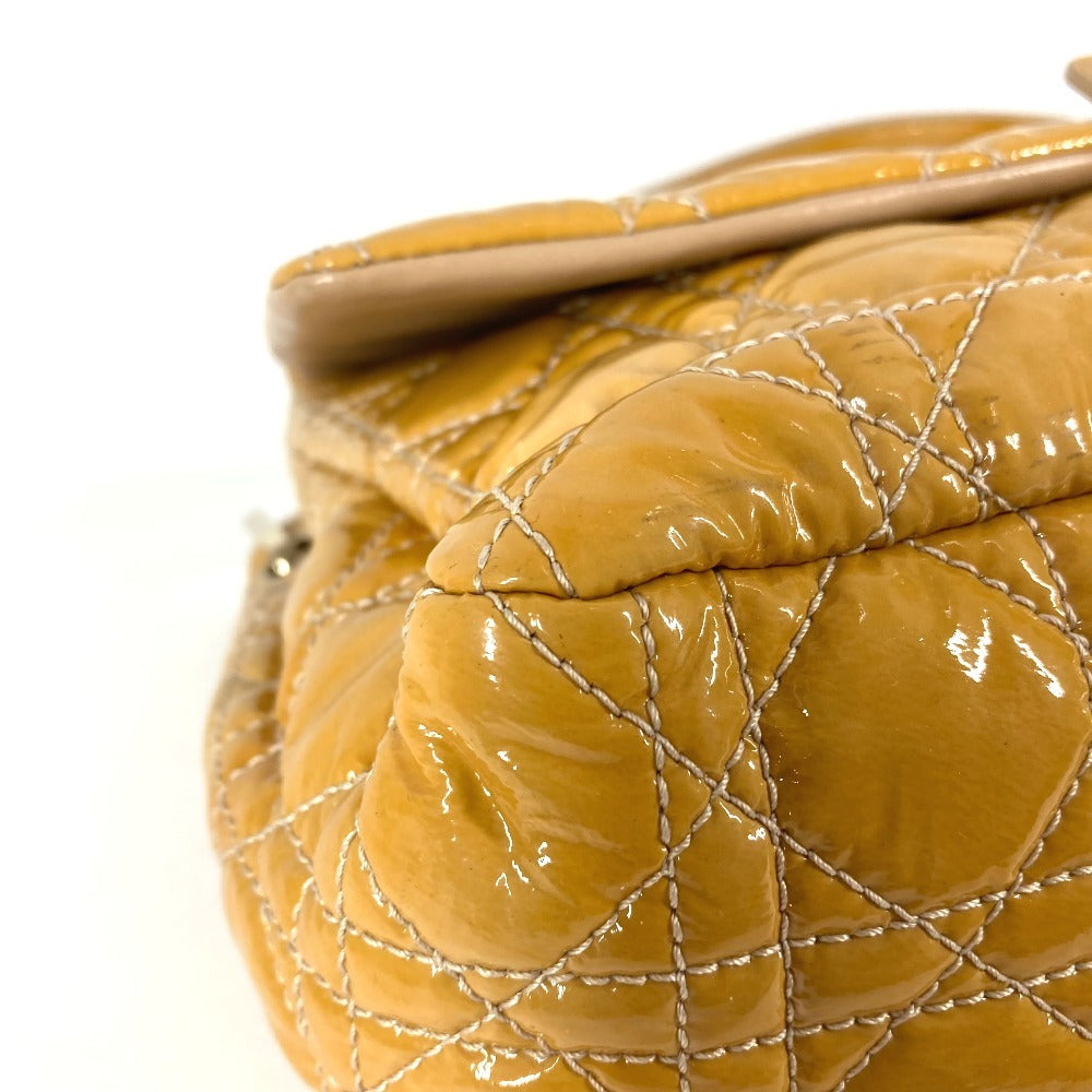 Dior Cannage Logo Chain Bag Shoulder Bag Handbag Flap Shoulder Bag Enamel Women's Beige