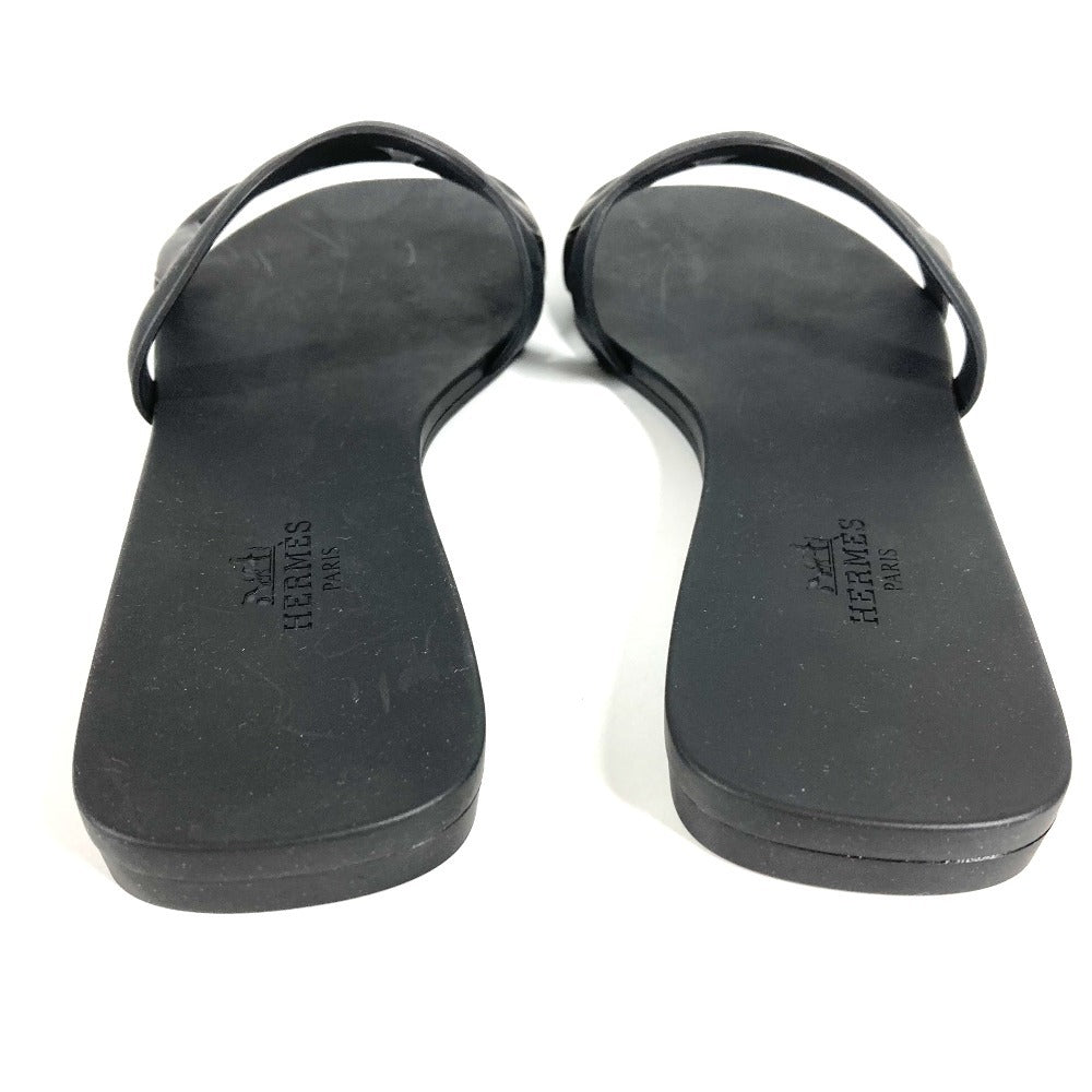 HERMES Shoes Aloha Logo Beach Sandals Flat Sandals Rubber Women's Black