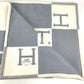 HERMES Avalon Plaid Logo Goods Blanket Interior Lap Blanket Plaid Blanket Wool/Cashmere Unisex Blue