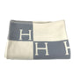 HERMES Avalon Plaid Logo Goods Blanket Interior Lap Blanket Plaid Blanket Wool/Cashmere Unisex Blue