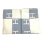 HERMES Avalon Plaid Logo Goods Blanket Interior Lap Blanket Plaid Blanket Wool/Cashmere Unisex Blue