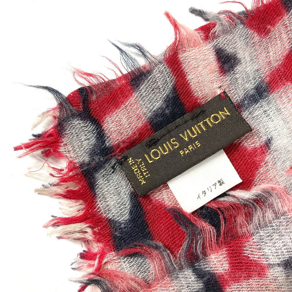 LOUIS VUITTON Graffiti Logo Stole Fringe Shawl Wool Unisex Red