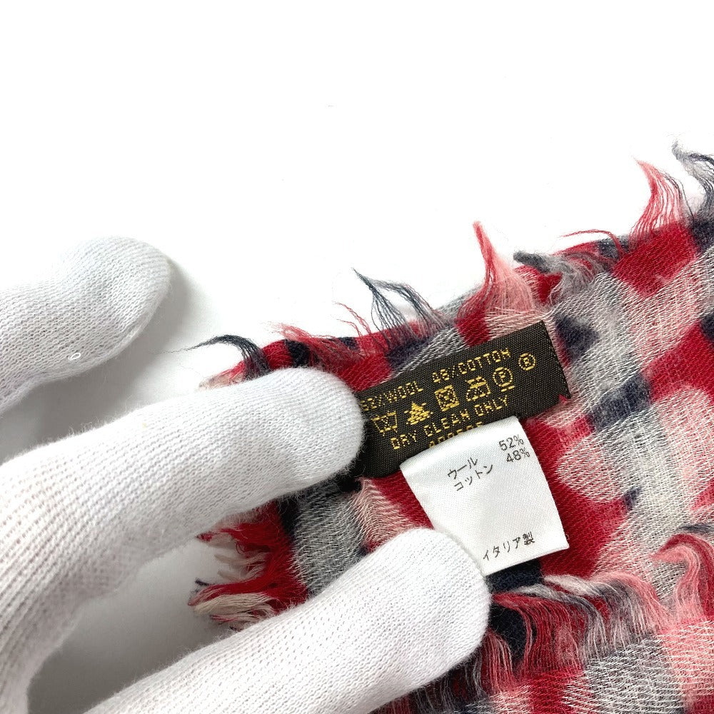 LOUIS VUITTON Graffiti Logo Stole Fringe Shawl Wool Unisex Red