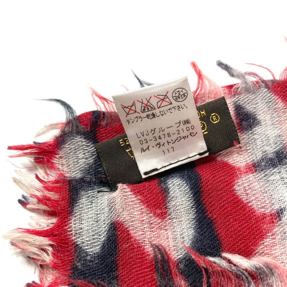 LOUIS VUITTON Graffiti Logo Stole Fringe Shawl Wool Unisex Red