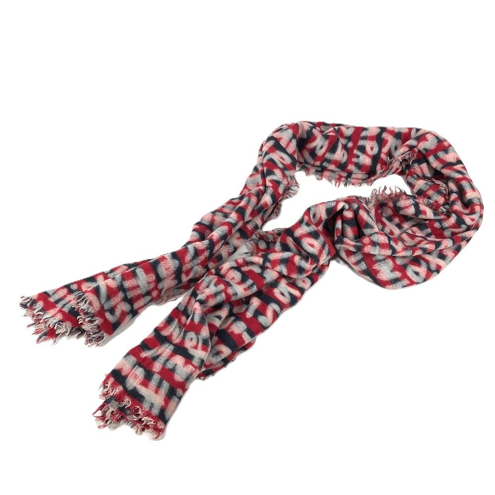 LOUIS VUITTON Graffiti Logo Stole Fringe Shawl Wool Unisex Red
