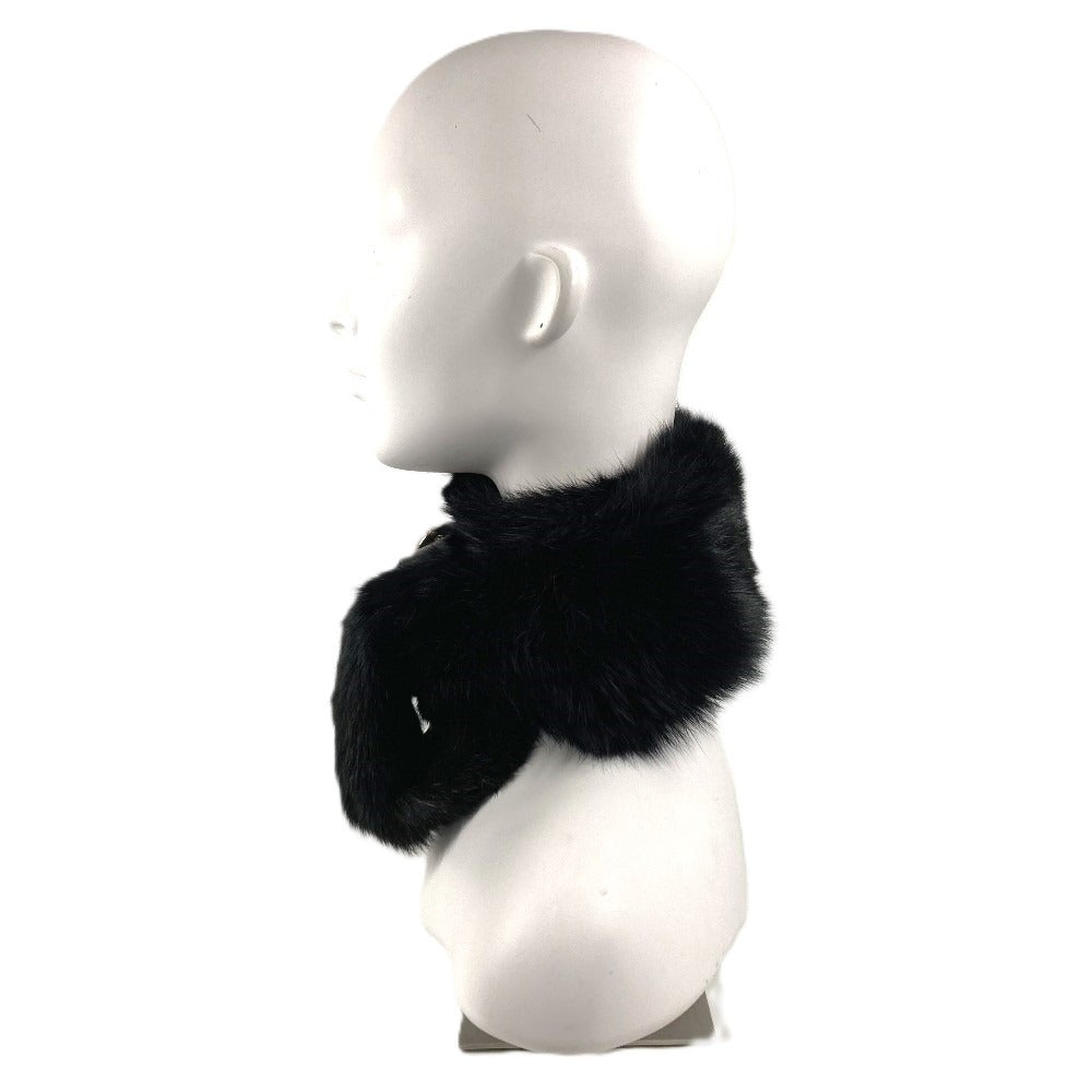 GUCCI 185746 G-logo Fur Tippet Scarf Unisex Black