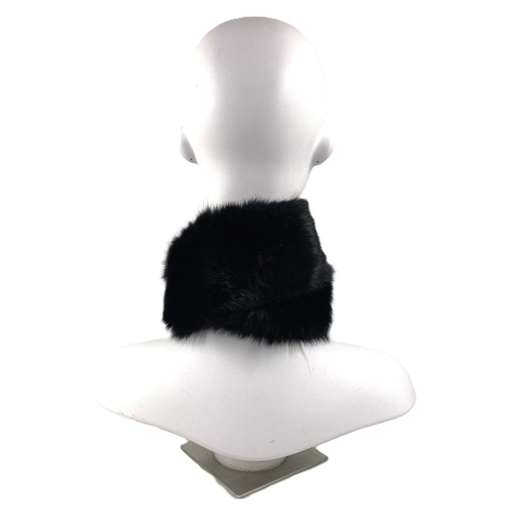 GUCCI 185746 G-logo Fur Tippet Scarf Unisex Black
