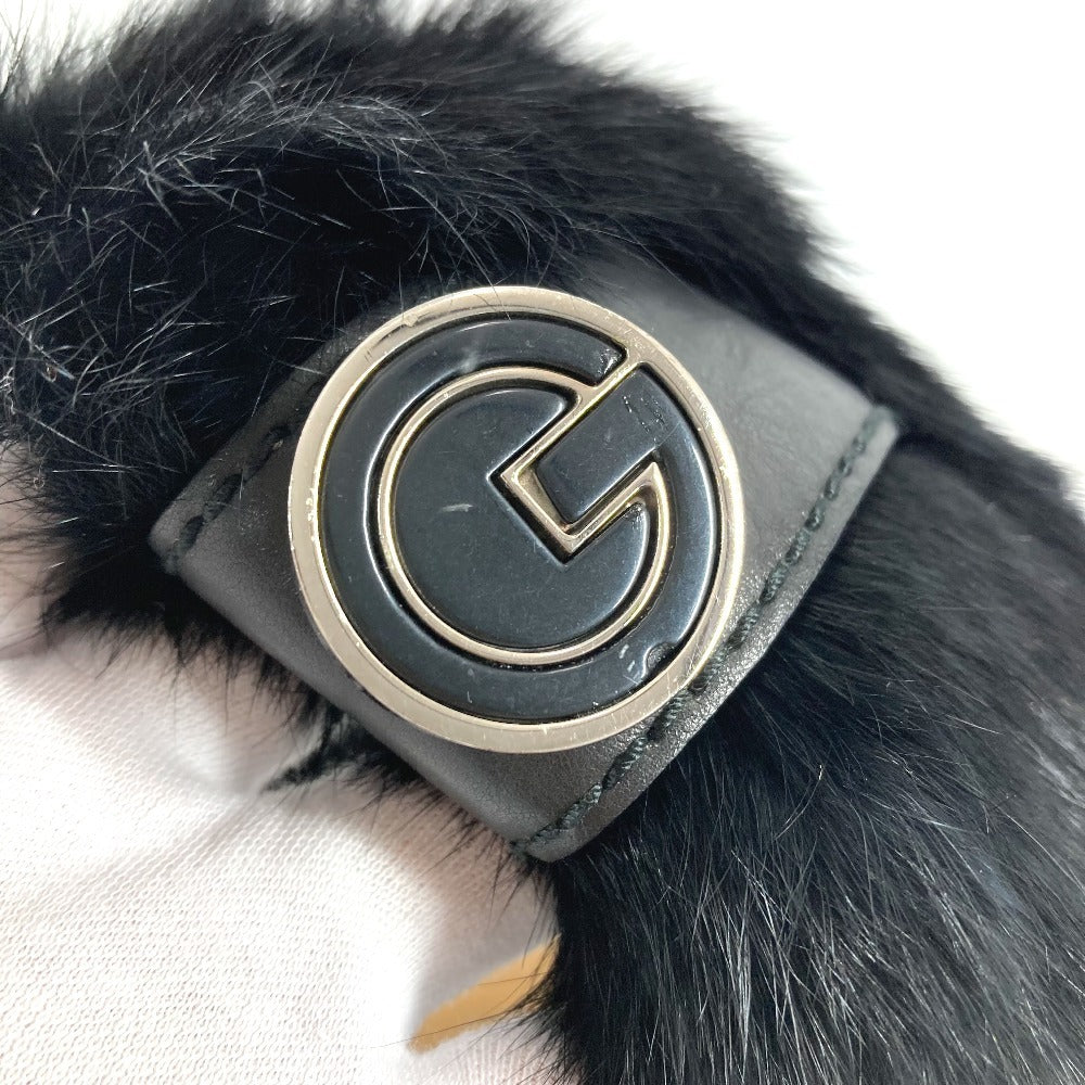 GUCCI 185746 G-logo Fur Tippet Scarf Unisex Black