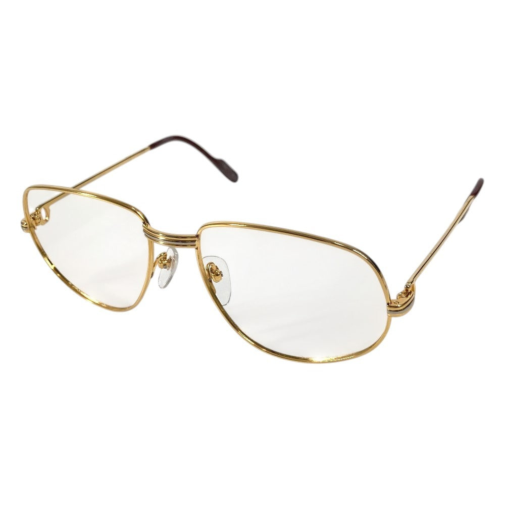 CARTIER Logo Trinity Glasses Eyewear Eyeglasses Metal Unisex Gold