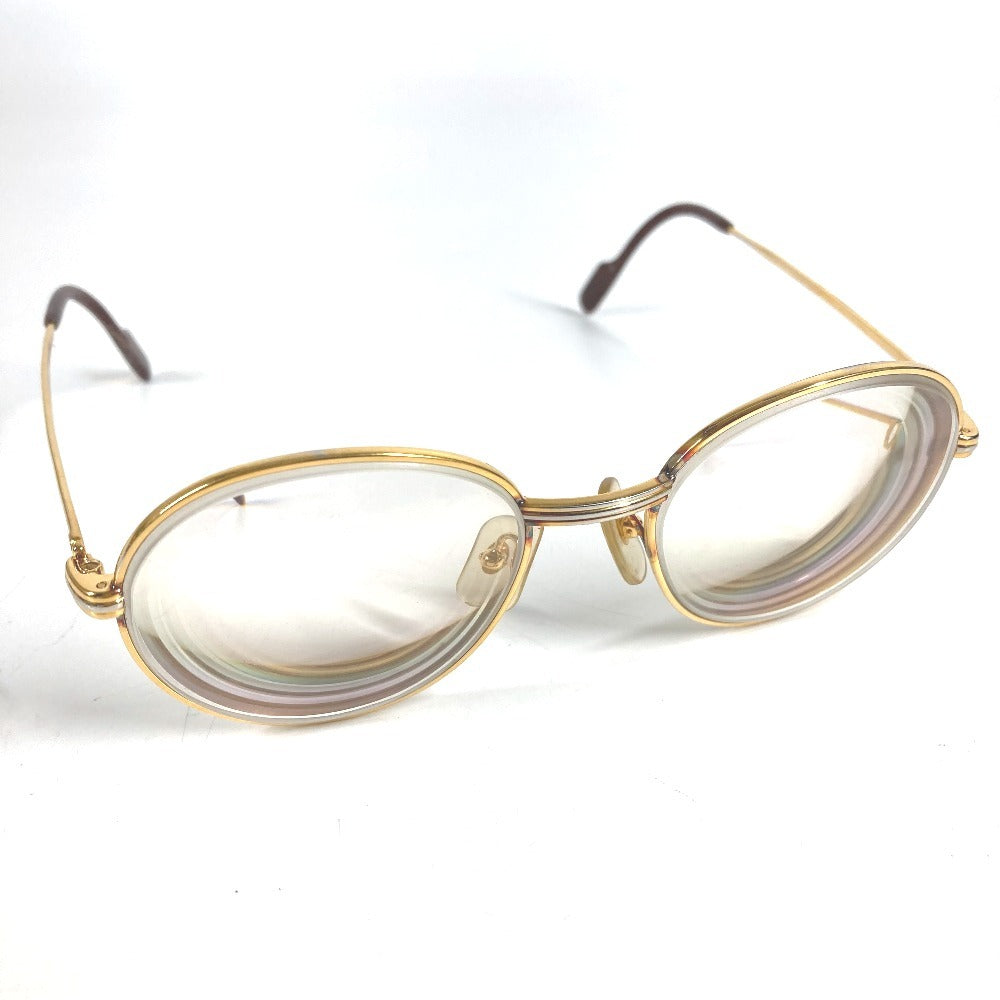 CARTIER Logo Trinity Glasses Eyewear Eyeglasses Metal Unisex Gold
