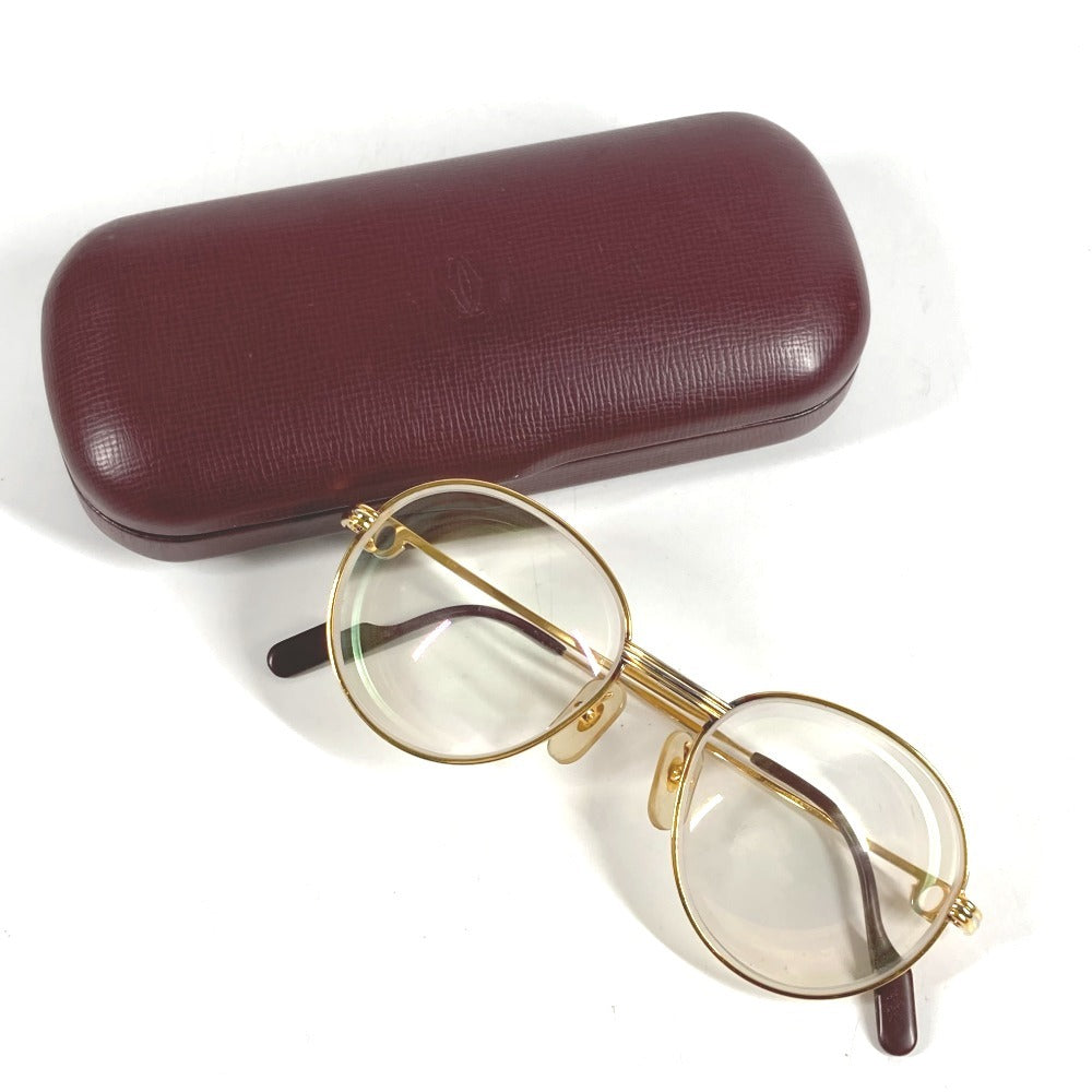 CARTIER Logo Trinity Glasses Eyewear Eyeglasses Metal Unisex Gold