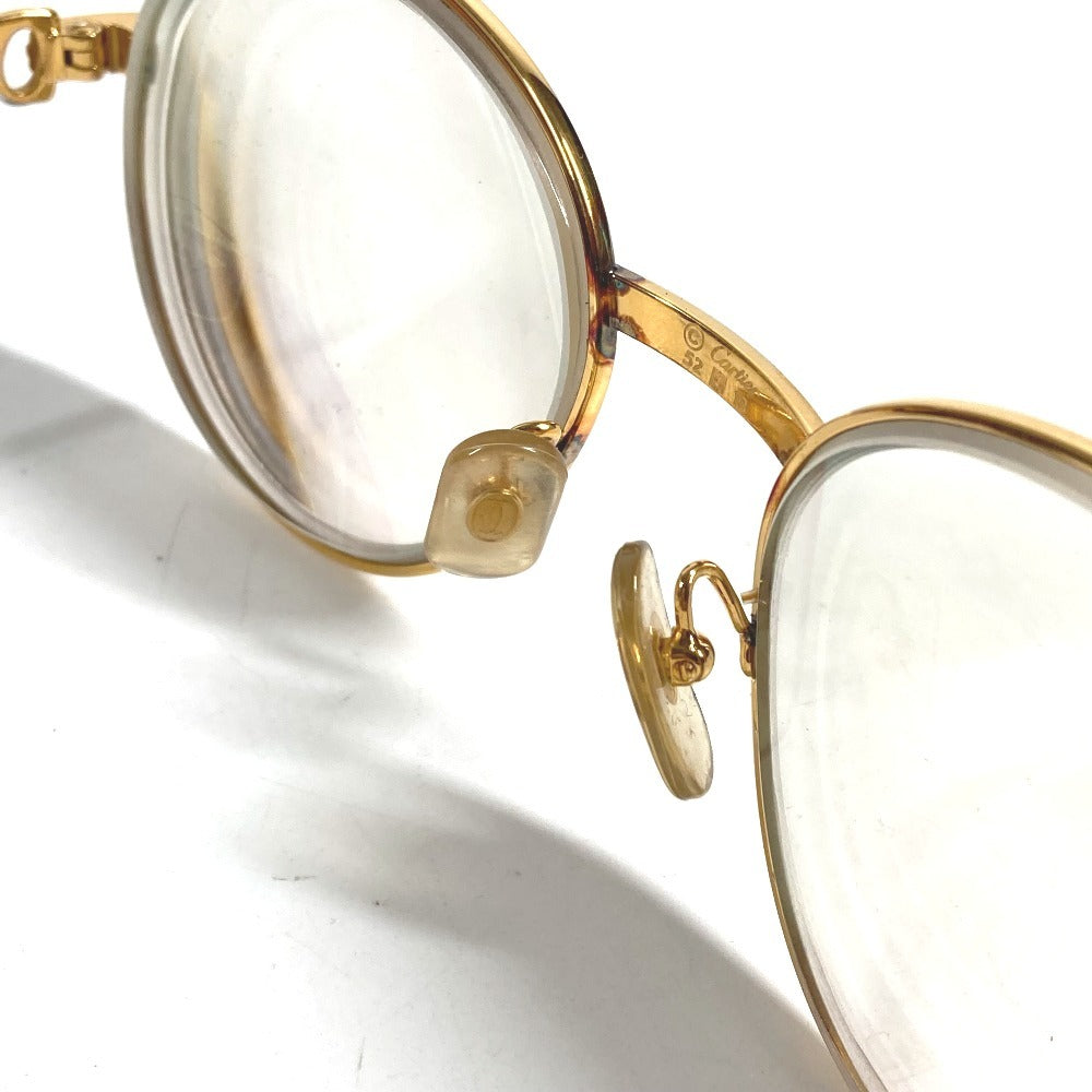 CARTIER Logo Trinity Glasses Eyewear Eyeglasses Metal Unisex Gold