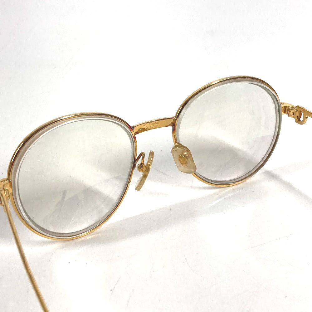 CARTIER Logo Trinity Glasses Eyewear Eyeglasses Metal Unisex Gold