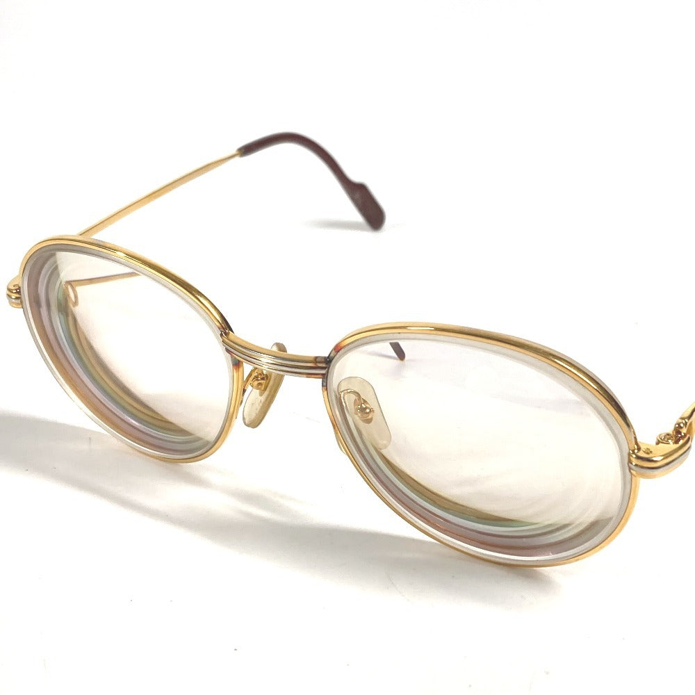 CARTIER Logo Trinity Glasses Eyewear Eyeglasses Metal Unisex Gold