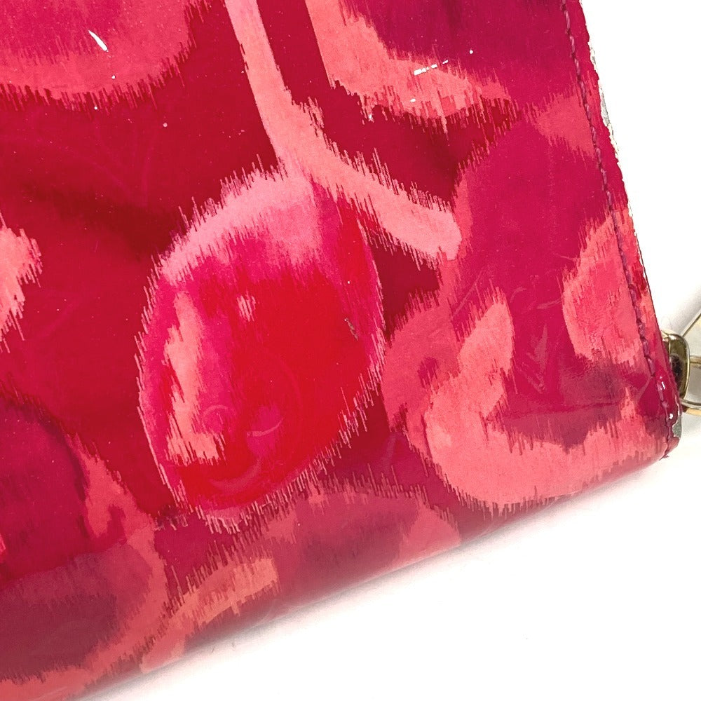 LOUIS VUITTON M90019 イカットフラワー 花 ジッピーウォレット ロングウォレット ラウンドファスナー 長財布 パテントレザー レディース ピンク