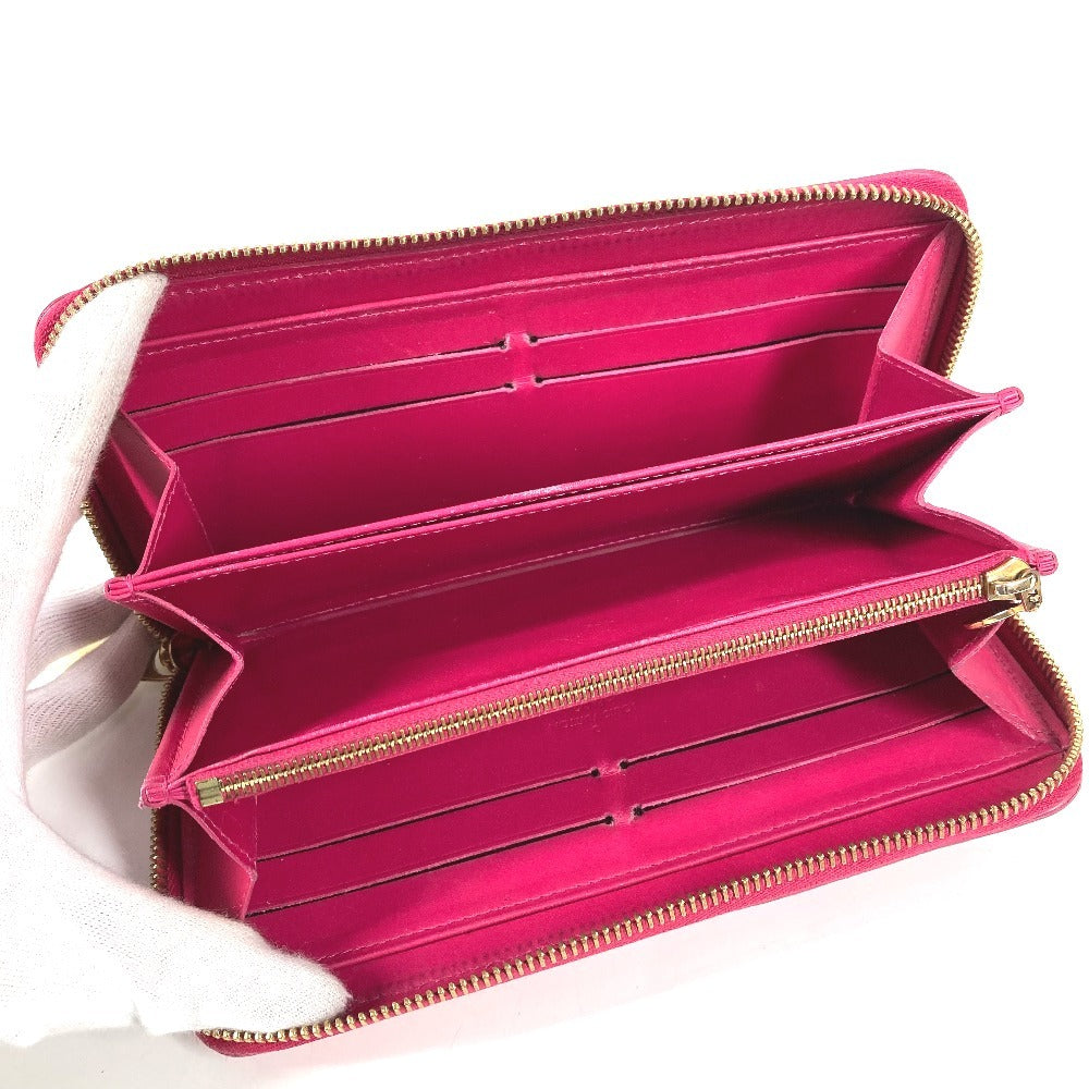 LOUIS VUITTON M90019 イカットフラワー 花 ジッピーウォレット ロングウォレット ラウンドファスナー 長財布 パテントレザー レディース ピンク
