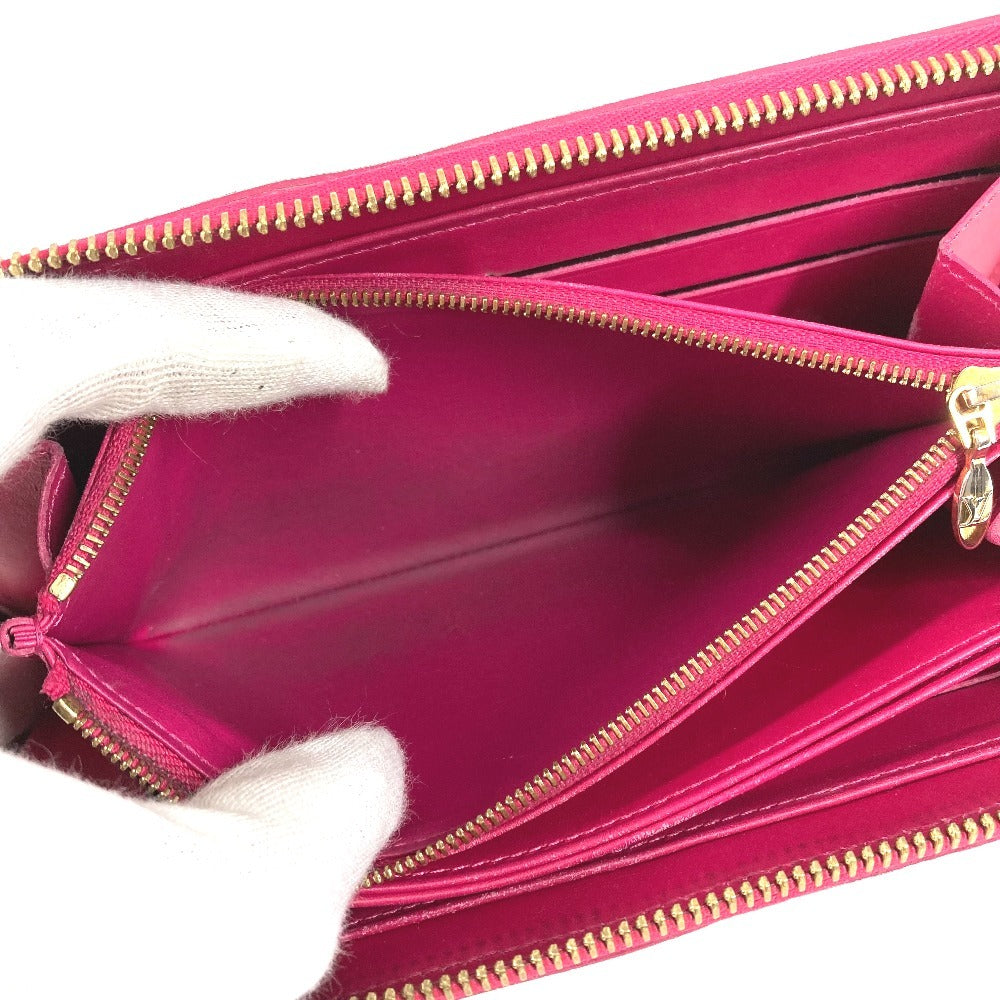 LOUIS VUITTON M90019 イカットフラワー 花 ジッピーウォレット ロングウォレット ラウンドファスナー 長財布 パテントレザー レディース ピンク