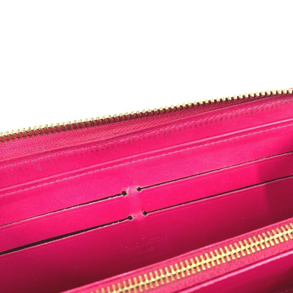 LOUIS VUITTON M90019 イカットフラワー 花 ジッピーウォレット ロングウォレット ラウンドファスナー 長財布 パテントレザー レディース ピンク