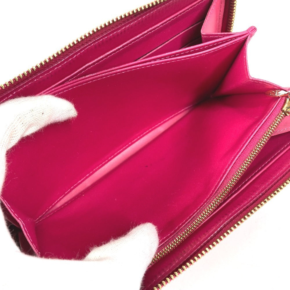 LOUIS VUITTON M90019 イカットフラワー 花 ジッピーウォレット ロングウォレット ラウンドファスナー 長財布 パテントレザー レディース ピンク