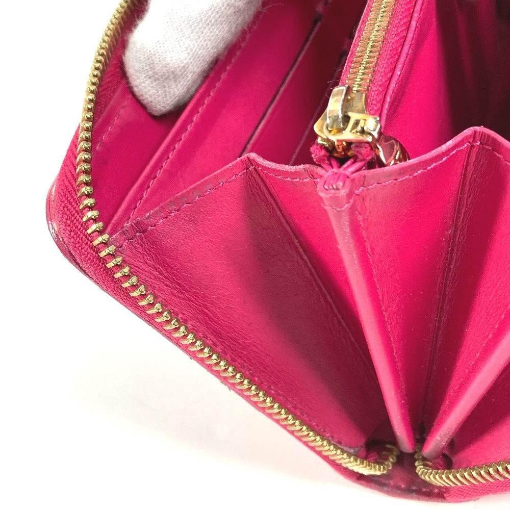LOUIS VUITTON M90019 イカットフラワー 花 ジッピーウォレット ロングウォレット ラウンドファスナー 長財布 パテントレザー レディース ピンク