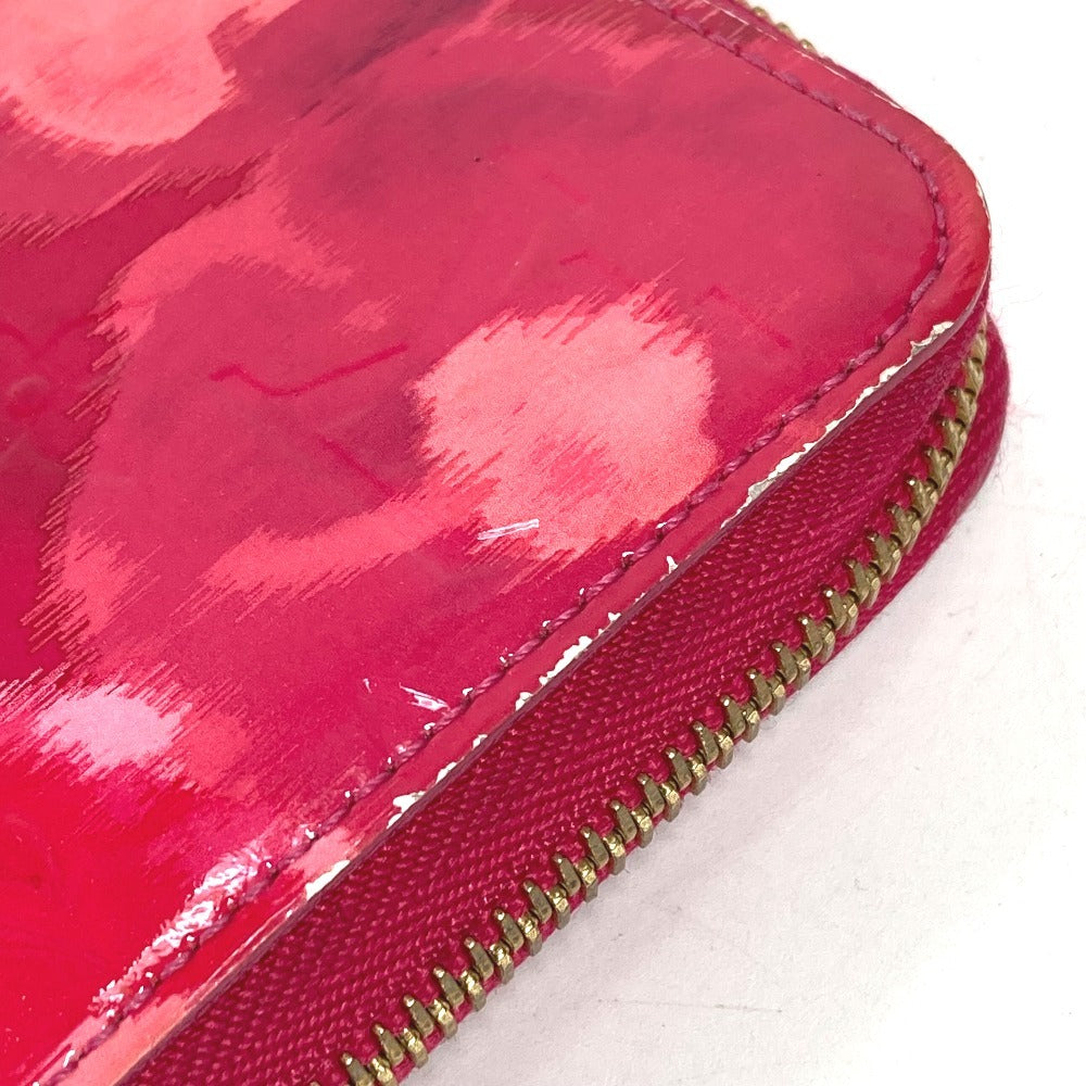 LOUIS VUITTON M90019 イカットフラワー 花 ジッピーウォレット ロングウォレット ラウンドファスナー 長財布 パテントレザー レディース ピンク