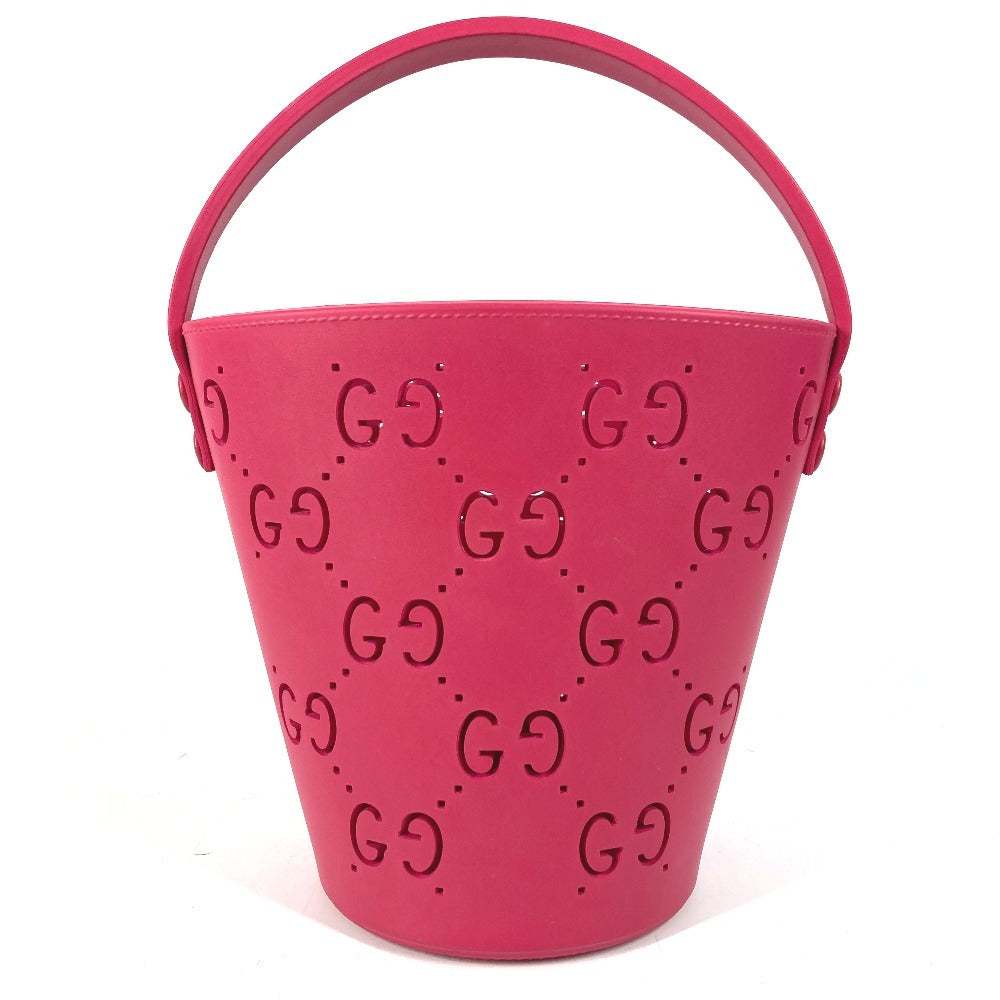 GUCCI 723051 Children's GG Logo Bucket Bag Mini Boston Bag Handbag Rubber Unisex Pink