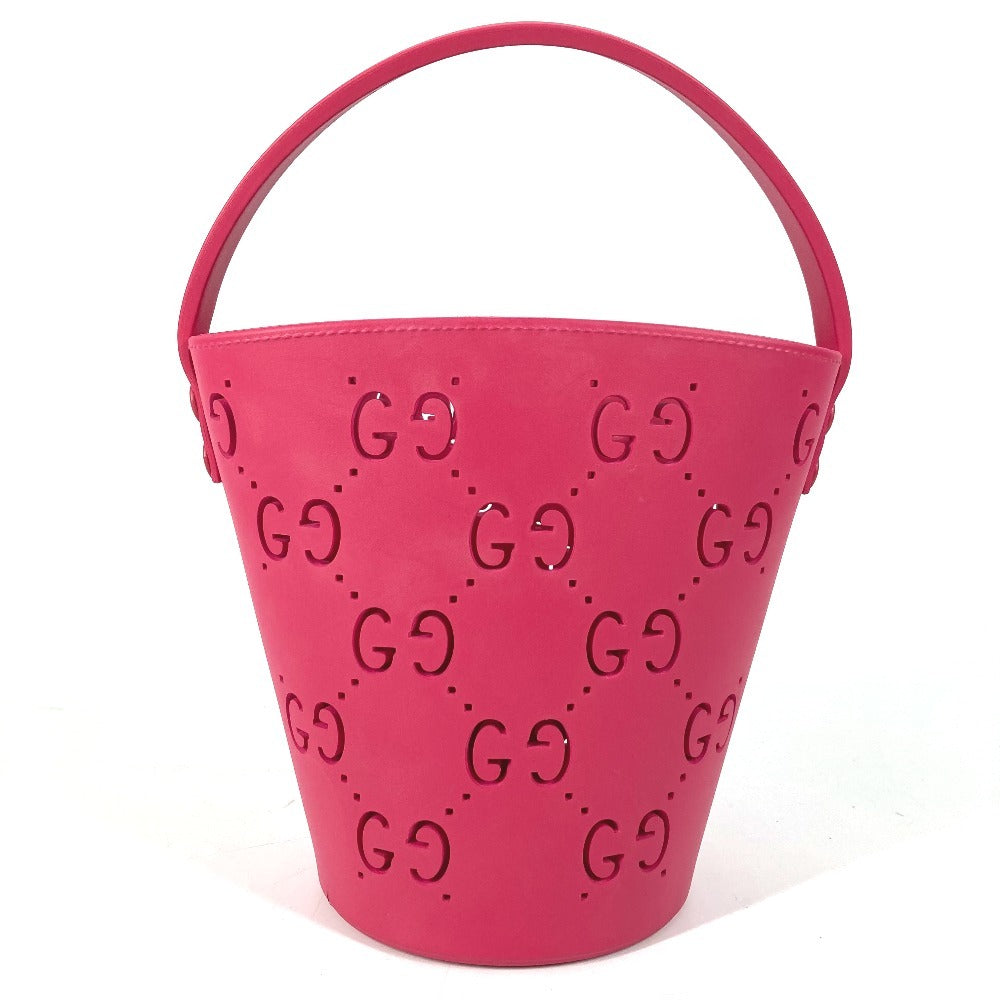 GUCCI 723051 Children's GG Logo Bucket Bag Mini Boston Bag Handbag Rubber Unisex Pink