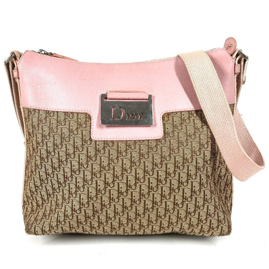 Dior Plate Logo Trotter Logo Diorissimo Bag Crossbody Shoulder Bag Leather/Canvas Unisex Beige