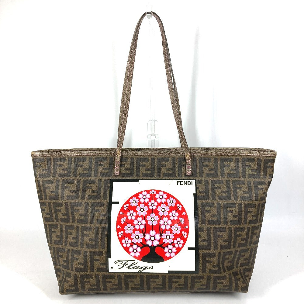 FENDI 8BH185 Sakura Cherry Blossom Zucca Logo Bag Shoulder Tote Bag Shoulder Bag PVC/Leather Unisex Brown