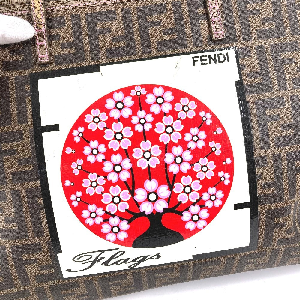 FENDI 8BH185 Sakura Cherry Blossom Zucca Logo Bag Shoulder Tote Bag Shoulder Bag PVC/Leather Unisex Brown