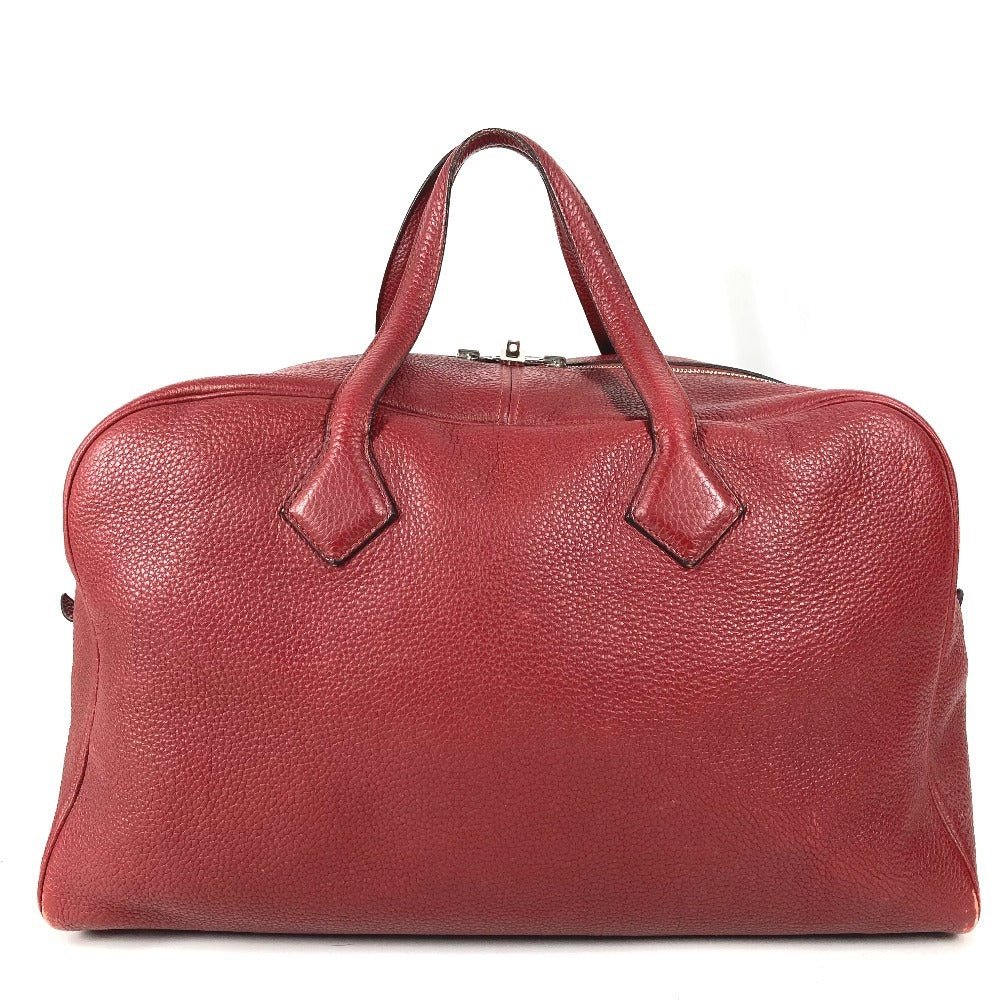 HERMES Victoria 43 Travel Bag, Boston Bag, Taurillon Clemence Leather, Unisex, Red