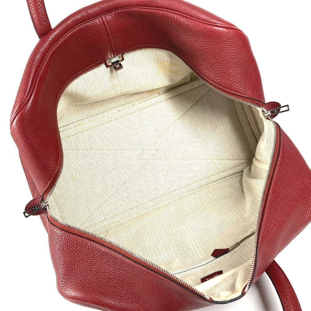 HERMES Victoria 43 Travel Bag, Boston Bag, Taurillon Clemence Leather, Unisex, Red
