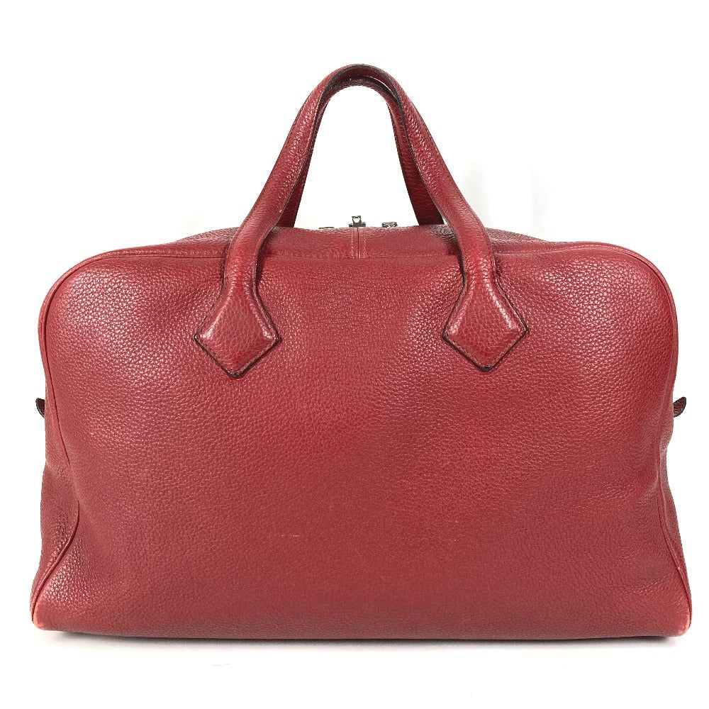 HERMES Victoria 43 Travel Bag, Boston Bag, Taurillon Clemence Leather, Unisex, Red
