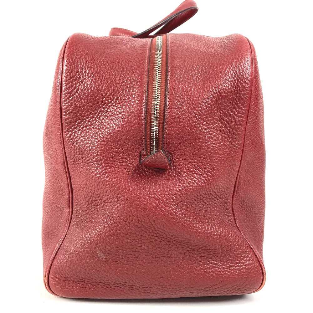 HERMES Victoria 43 Travel Bag, Boston Bag, Taurillon Clemence Leather, Unisex, Red