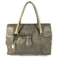 FENDI Selleria Stitch Bag Tote Bag Flap Handbag Leather Unisex Metallic Gold
