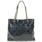 CHANEL チェーンバッグ CC ロゴ キルティング ココマーク パンチング トートバッグ カバン 肩掛け Wチェーン ショルダーバッグ エナメル ユニセックス ブラック