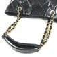 CHANEL チェーンバッグ CC ロゴ キルティング ココマーク パンチング トートバッグ カバン 肩掛け Wチェーン ショルダーバッグ エナメル ユニセックス ブラック