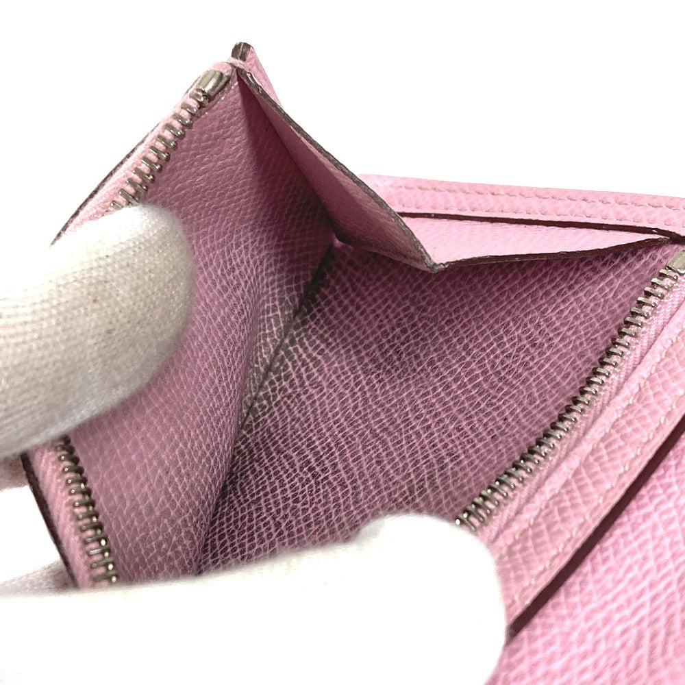 HERMES Bicolor Bearn Compact Verso Bearn Compact Verso H-logo Compact Wallet Two-fold wallet Epsom Unisex Yellow x Pink