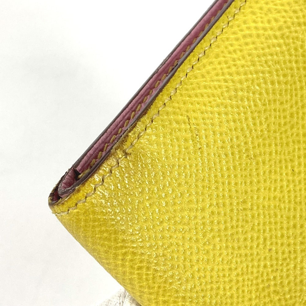 HERMES Bicolor Bearn Compact Verso Bearn Compact Verso H-logo Compact Wallet Two-fold wallet Epsom Unisex Yellow x Pink