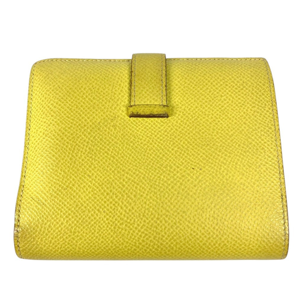 HERMES Bicolor Bearn Compact Verso Bearn Compact Verso H-logo Compact Wallet Two-fold wallet Epsom Unisex Yellow x Pink