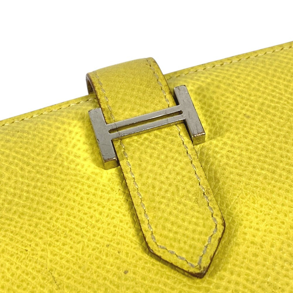 HERMES Bicolor Bearn Compact Verso Bearn Compact Verso H-logo Compact Wallet Two-fold wallet Epsom Unisex Yellow x Pink
