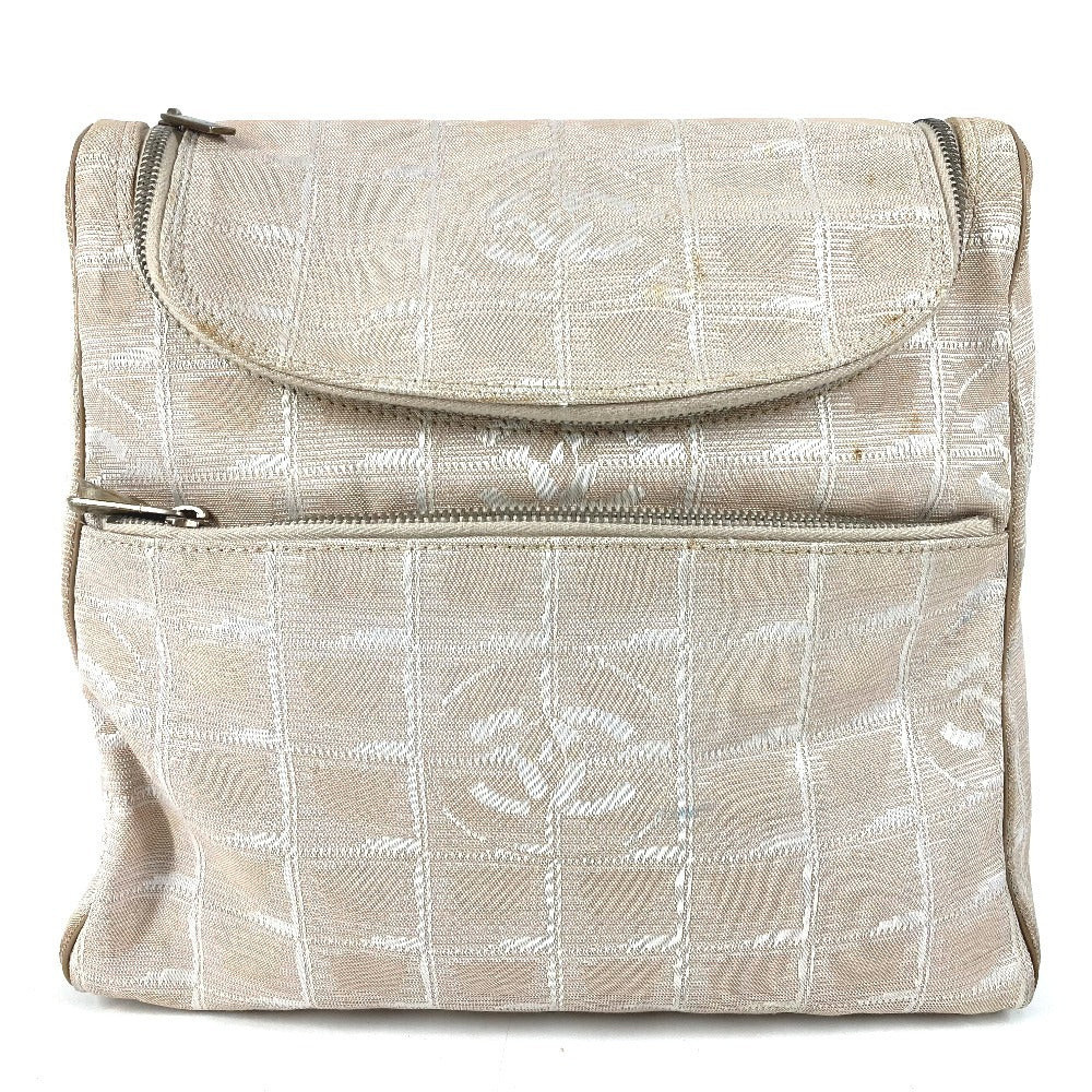 CHANEL A15958 New Travel Line CC Coco Mark Logo Bag Backpack Rucksack Nylon/Leather Ladies Beige