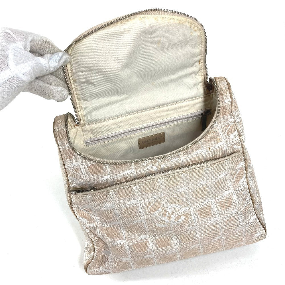 CHANEL A15958 New Travel Line CC Coco Mark Logo Bag Backpack Rucksack Nylon/Leather Ladies Beige