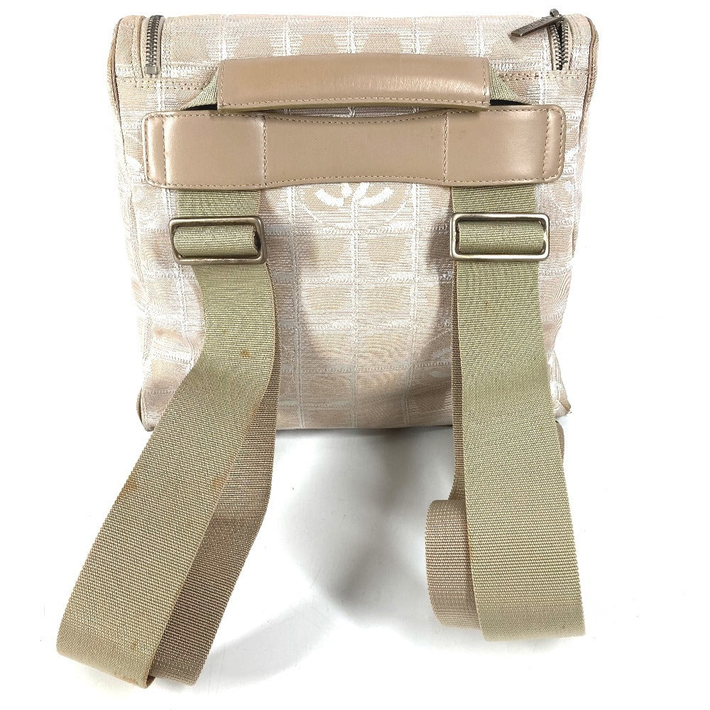 CHANEL A15958 New Travel Line CC Coco Mark Logo Bag Backpack Rucksack Nylon/Leather Ladies Beige